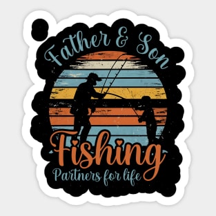 Father Son Fishing Partners For Life Retro Matching Dad Sticker